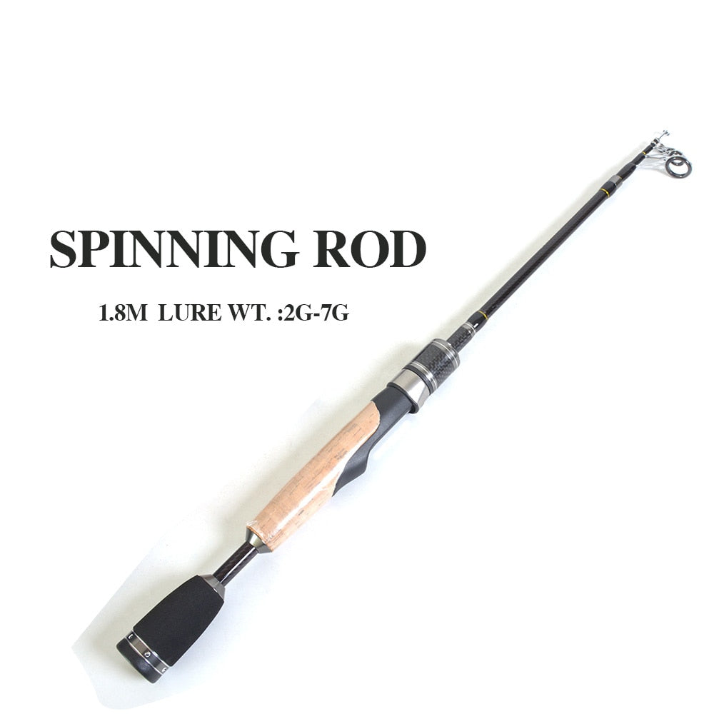 Carbon Telescopic UL Fishing Rod Pole 1.8m 2g-7g Ultralight Portable Travel Spinning Casting Rods With Rod Bag for Trout Pike