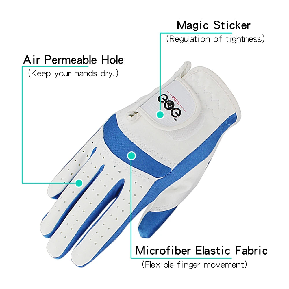 1 Pair Golf Gloves for Kids Left Hand Right Hand Glove Breathable Soft Fabric Blue Pink Child Golf Glove