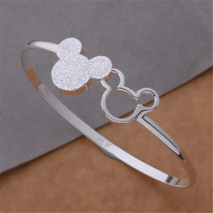 925 Silver Color Exquisite Luxury Gorgeous Fashion Wedding Women Lady Bracelet Bangle Charm Stamped  Nice Birthday