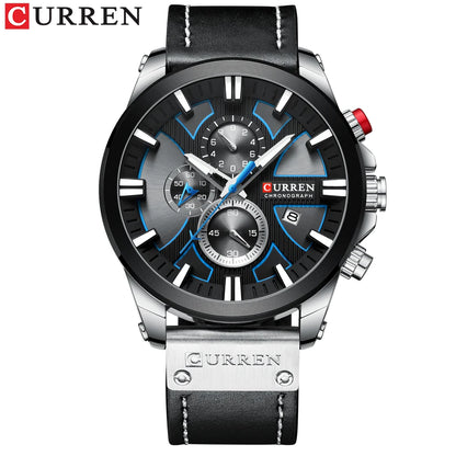 CURREN Watch Chronograph Sport Mens Watches Quartz Clock Leather Male Wristwatch Relogio Masculino for Men