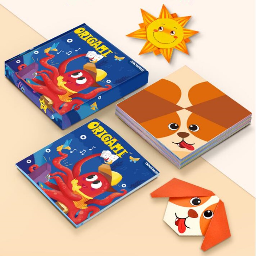 108 Pages Montessori Toys Cartoon Animal Origami Paper DIY Kids Craft Toy Handcraft Parper Art Educational Toy for Children