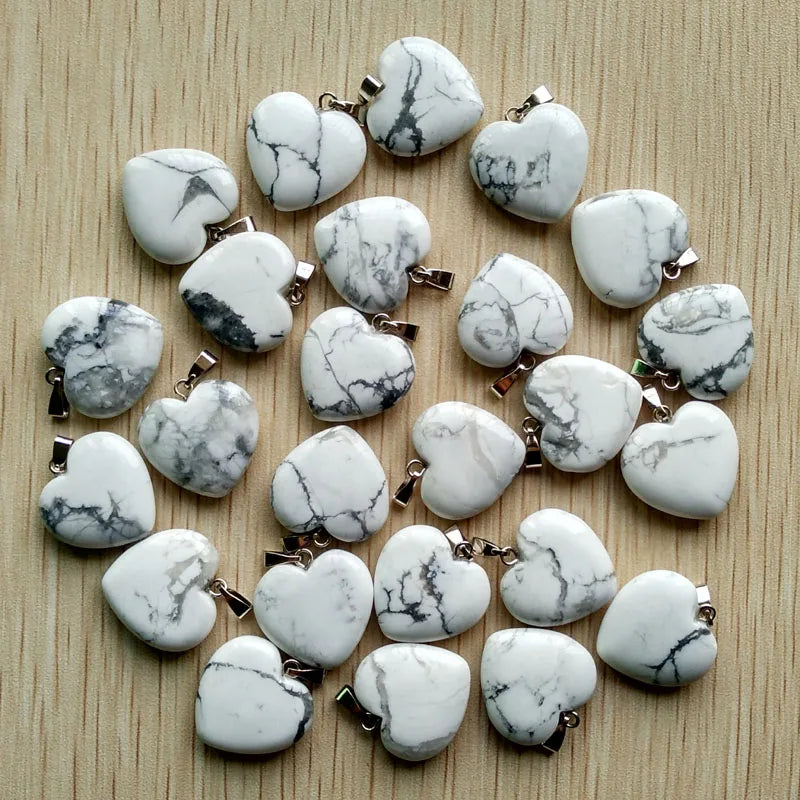 50pcs/Lot 2022 Assorted Heart Natural Stone Charms Pendants for Jewelry Making Good Quality 20mm