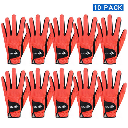 10 Pcs Efunist Golf Glove Men Left Hand Breathable Green 3D Performance Mesh Non-Slip Micro Fiber Golf Gloves