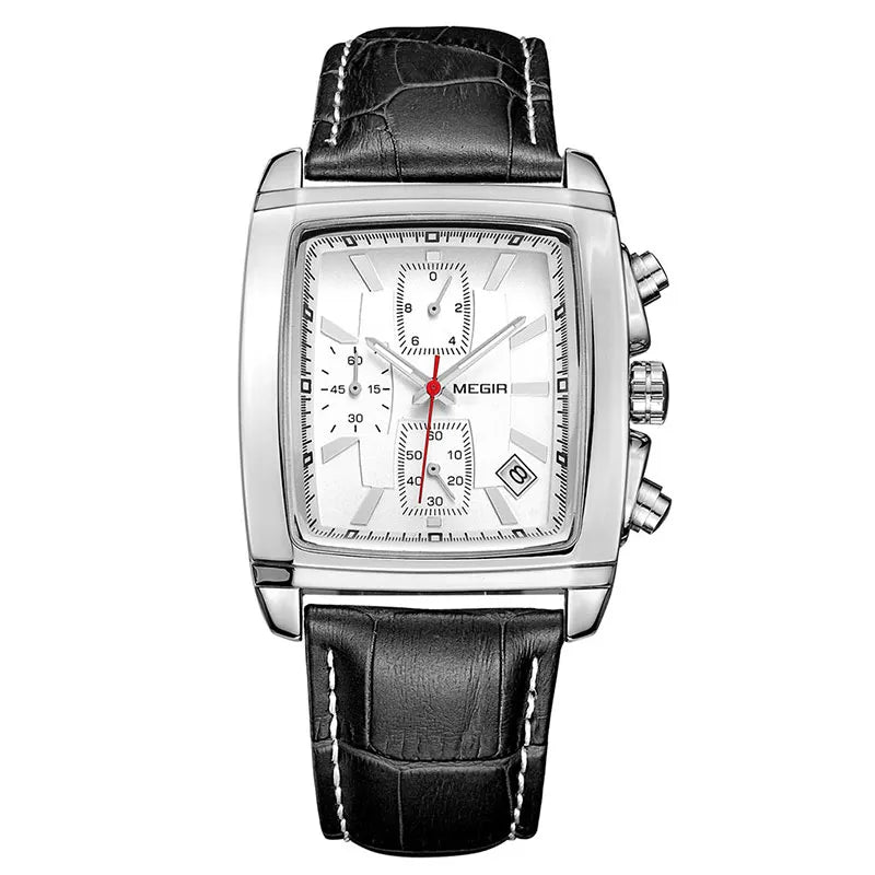 MEGIR New Casual Brand Watches Men Hot Fashion Sport Wristwatch Man Chronograph Leather Watch for Male Luminous Calendar Hour