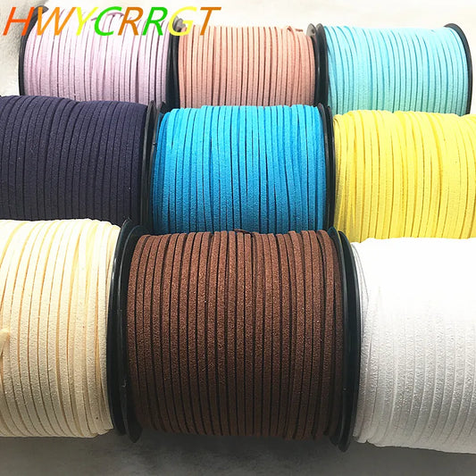 NEW 5yards/Lot 3mm Double Sided Suede Braided Cord Korean Velvet Leather Handmade Beading Bracelet Jewelry String