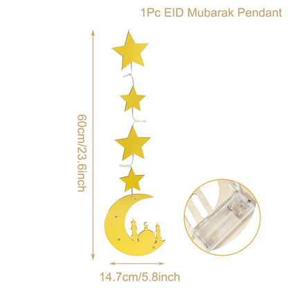 Eid Mubarak Moon Star Light Decor Islam Ramadan Decorations for Home 2024 Islamic Muslim Party Ramadan Kareem Eid Al-Adha