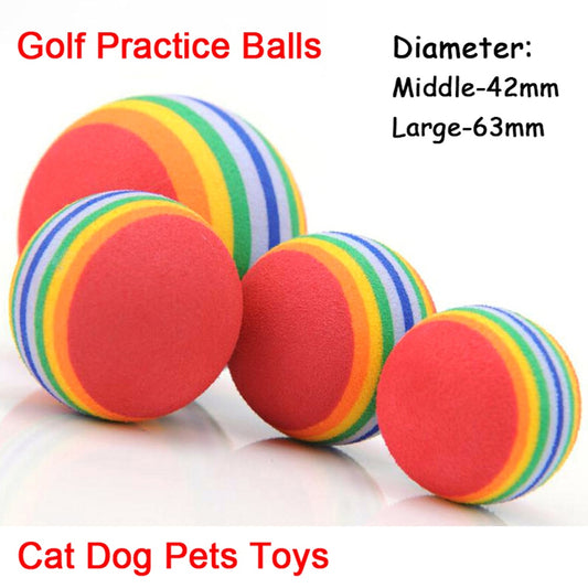 2pcs/Pack Diameter 63mm Big Golf Balls Cat Dog Puppy Pets Chew Ball Golf Practice Soft Rainbow Toys New Tennis Balls 9g/Pcs Golf