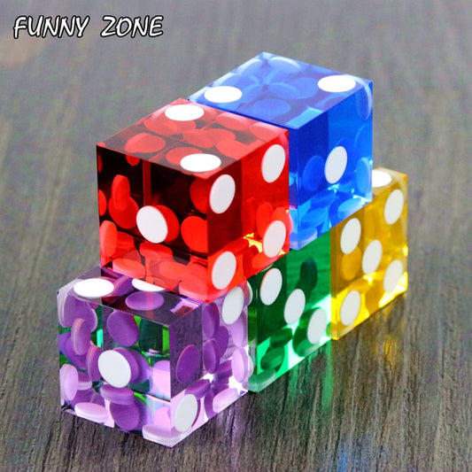 5pcs of Top Grade 19mm Casino Dice With Razor Edges and Matching Serial Numbers,Clear Translucent D6 ,Royal Craps