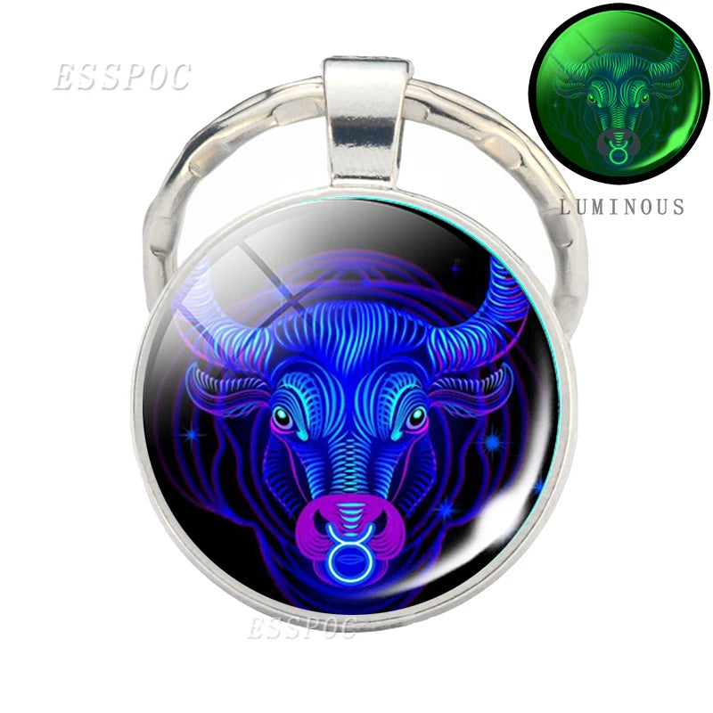 Luminous 12 Zodiac Signs Keychain Constellation Key Chain Leo Libra Virgo Sagittarius Zodiac Jewelry Birthday