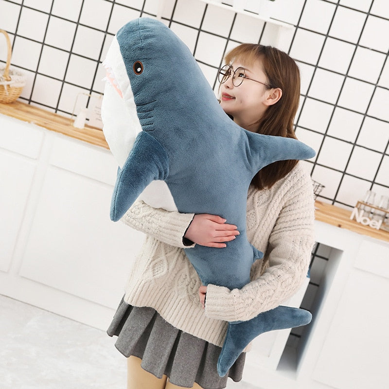 1pc 80/100cm Big Size Shark Plush Toy Soft Stuffed Speelgoed Animal Reading Pillow for Birthday for Children