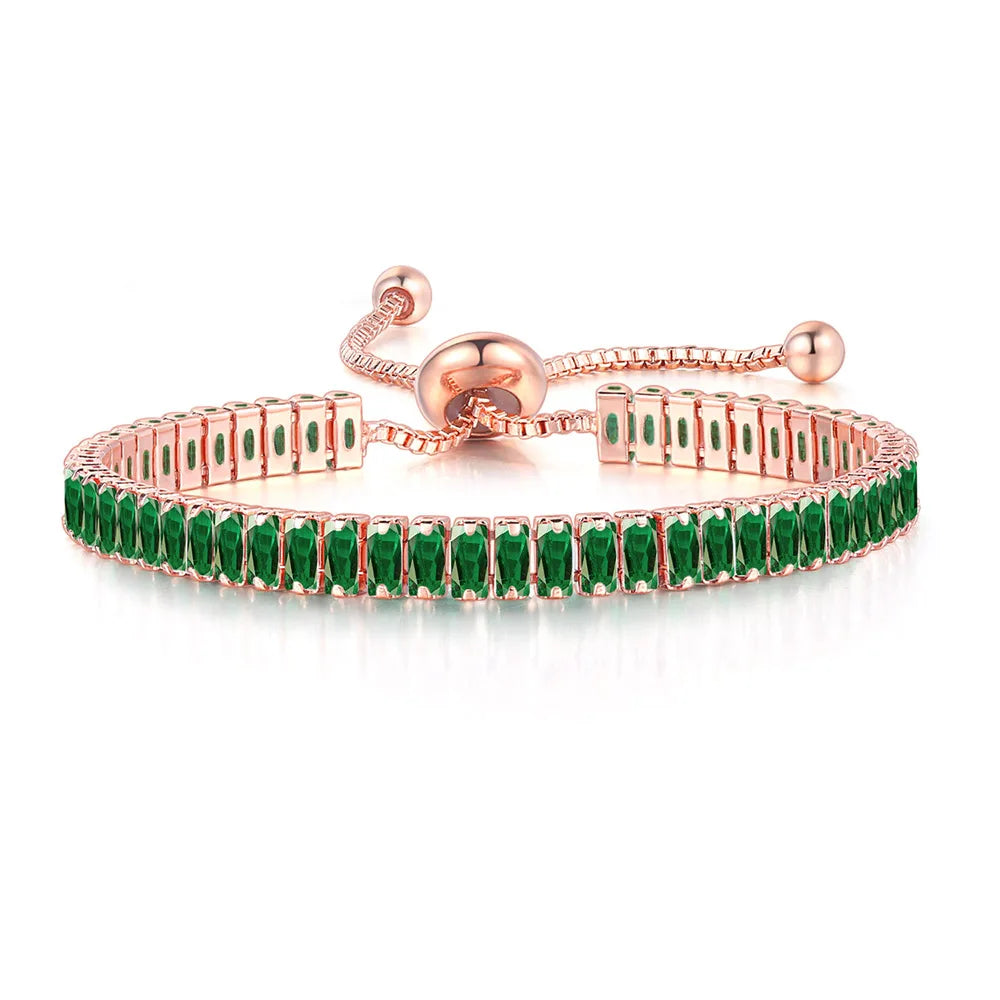 ZHOUYANG Tennis Bracelet for Woman Trendy Simple Adjustable Rose White Gold Color Bracelets Fashion Jewelry DZH009