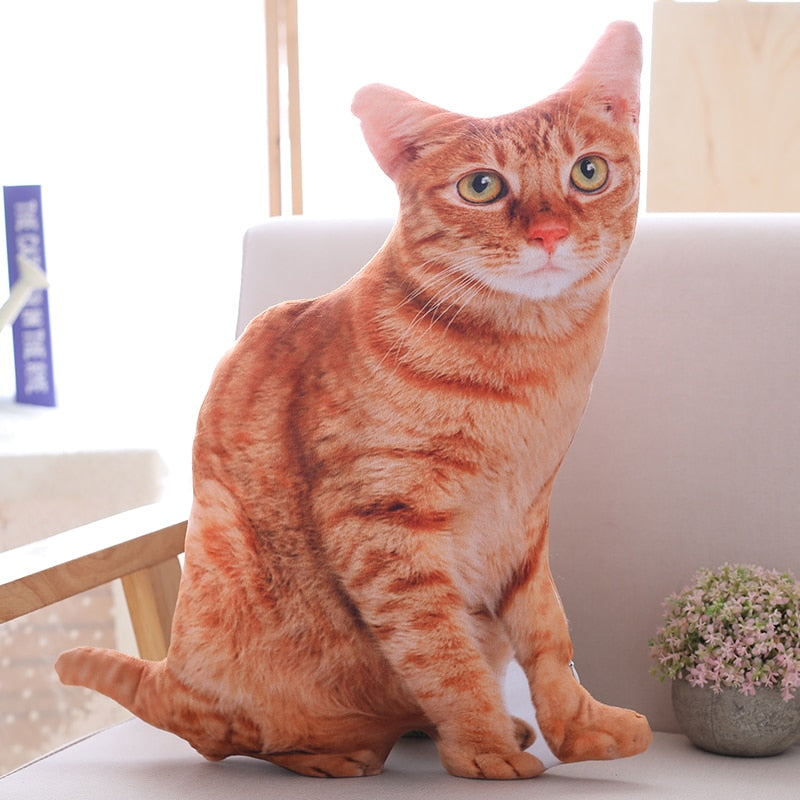 1PCS 50CM 3D Simulation Cat Plush Stuffed Soft Pillow Cute Lifelike Dog Sofa Bedroom Cushion Kids Toys Home Decoration