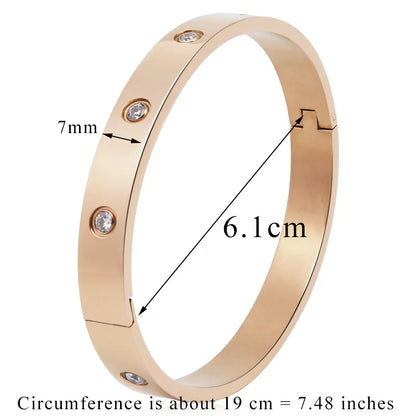 Beautiful Lovers Bracelets Woman Bracelets Stainless Steel Bangles and Bangles Cubic Zirconia Golden Woman Jewelry