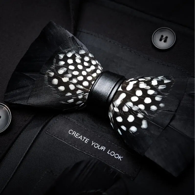 RBOCOTT Feather Bow Ties Men's Luxury Bowtie With Box Fashion Peacock Feather Bow Ties for Men Business Party Wedding
