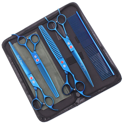 Purple Dragon 8" Stainless Dog Scissors Kit Straight Shears Thinning Shears Curved Shears Pet Scissors Grooming Scissors Z3005