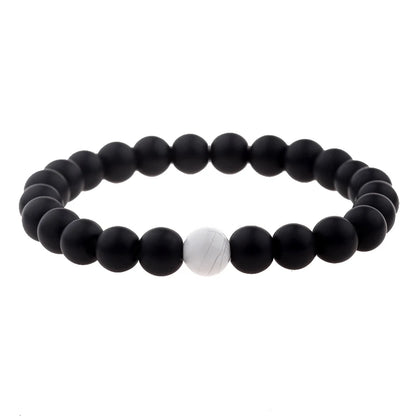 Couples Distance Bracelet Natural Wood Stone White and Black Yin Yang Beaded Bracelets for Men Women Best Friend Valentine's Day