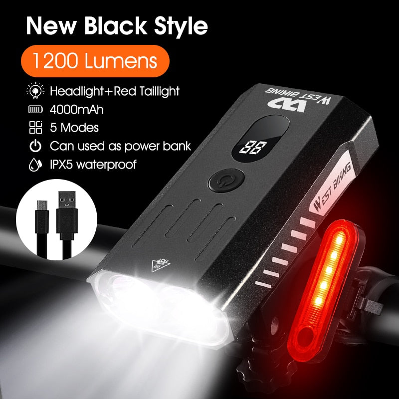 WEST BIKING Bike Front Light Induction Bicycle Bright Light USB Charging Flashlight Cycling Waterproof Torch Bike Headlight