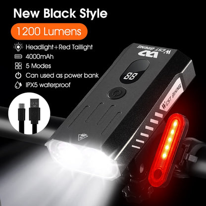 WEST BIKING Bike Front Light Induction Bicycle Bright Light USB Charging Flashlight Cycling Waterproof Torch Bike Headlight
