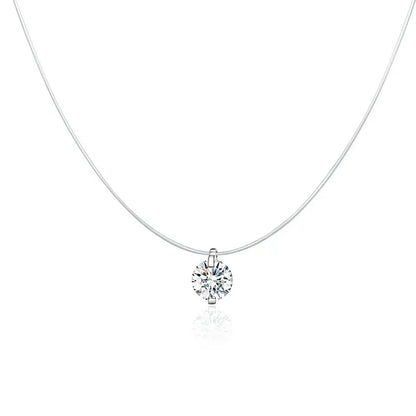 Bamoer Silver Invisible Chain Necklaces Pendants Rhinestone Choker Necklaces Transparent Fishing Line Collier Femme SCN332
