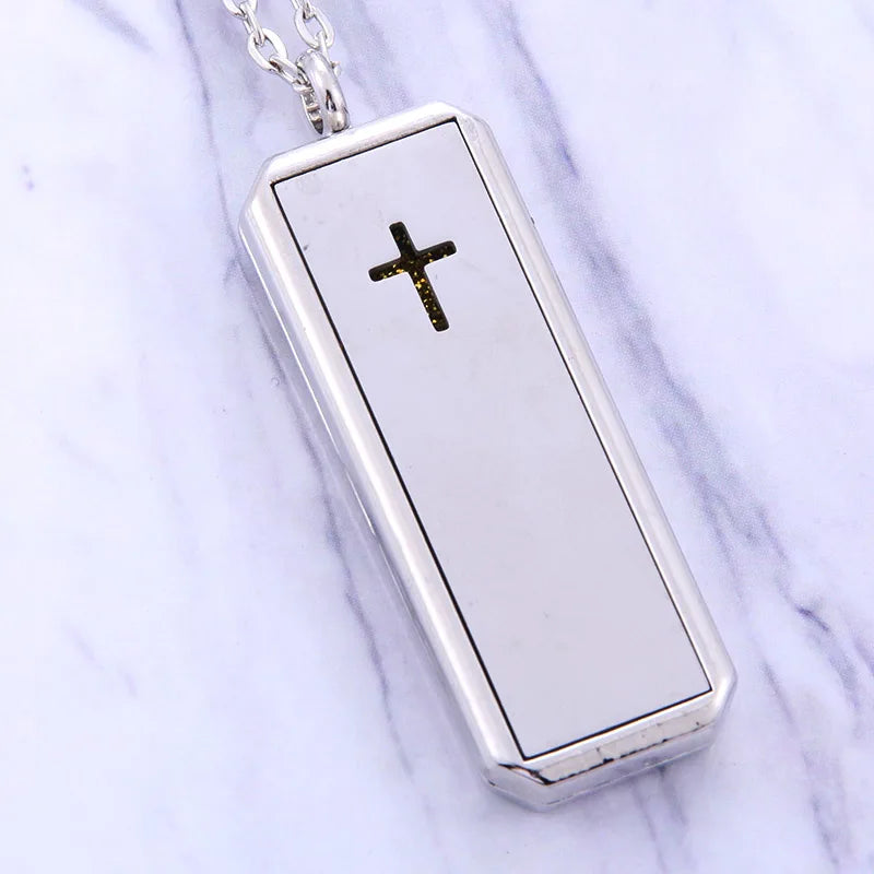 Square Stainless Steel Magnetic Aromatherapy Diffuser Necklace Jewelry Perfume Locket Pendant Essential Oil Locket Necklace