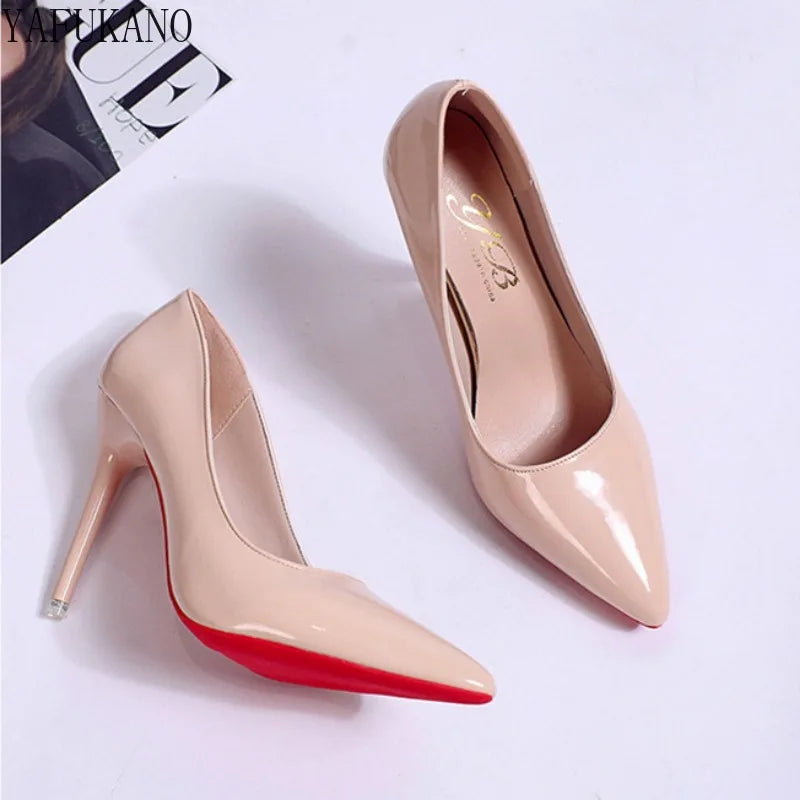 10Cm Women Pumps Elegant Thin Heel Pointed High Heels Black Work Single Shoes Dress Party Womens Shoes White Wedding Shoes
