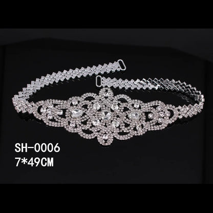 Handmade Silver Bridal Belt Rhinestone Waistband Applique for Evening Prom Dresses Wedding Decoration White Beige Sash Ribbon