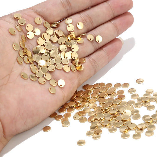 20pcs Round Gold Stainless Steel Stamping Blank Dog Tags Pendants 6mm/8mm/10mm for DIY Jewelry Finding