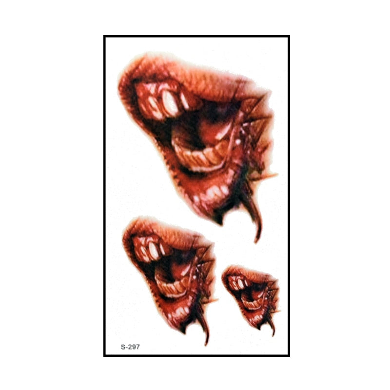 6pcs Halloween Bloody Wound Tattoo Stickers Trick Scary Waterproof Temporary Tattoo DIY Fake Tattoo Halloween Party Decoration