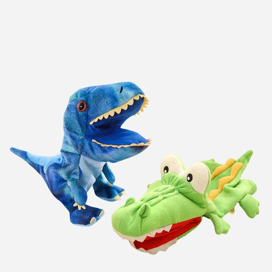 Dinosaur Shark Crocodile Plush Puppets Stuffed Lifelike Frog Hand Puppets for Kids Plush Soft Animal Puppets Doll Kids Toys