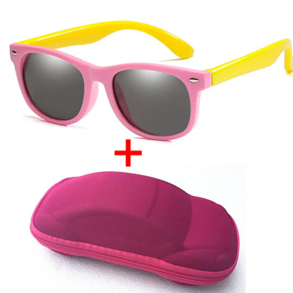 WarBlade Children Polarized Sunglasses Boys Girl Baby Silicone Safety Kids Sun Glasses 100% UV400 Eyewear Child Oculos With Case
