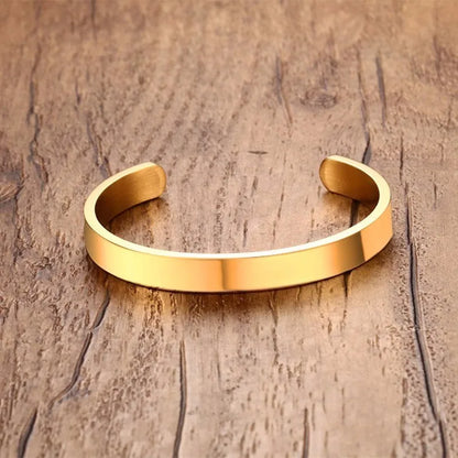 Solid Golden Flat 6mm 8mm Cuff Bangles for Men Bracelet Brackelts Brazalet Bileklik Braslet