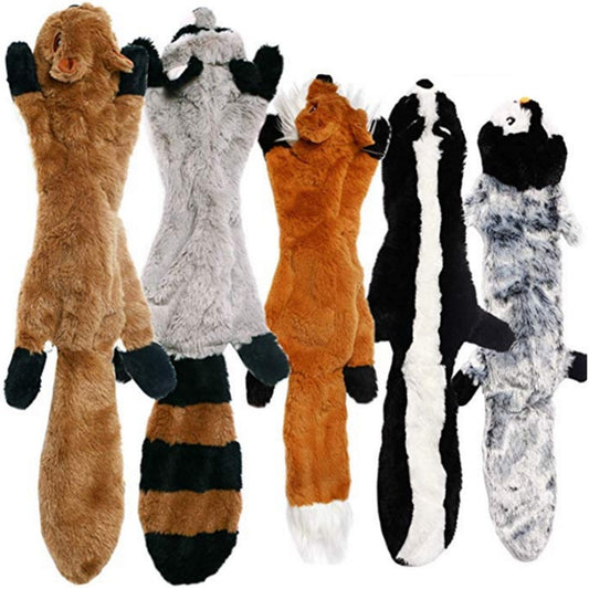 2023 New Cute Plush Toys Squeak Pet Wolf Rabbit Animal Plush Toy Dog Chew Squeaky Whistling Involved Squirrel Dog Toys