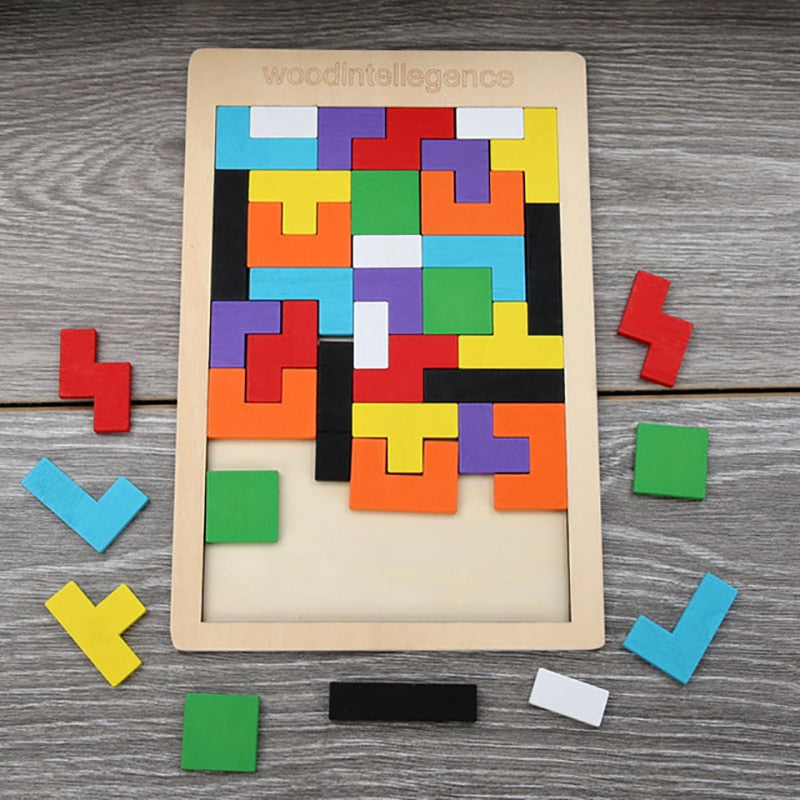 1PCS Wooden Jigsaw Puzzles Baby Toy Tangram Montessori Materials Educational Toys for Children Bricks Kids Learning Toys