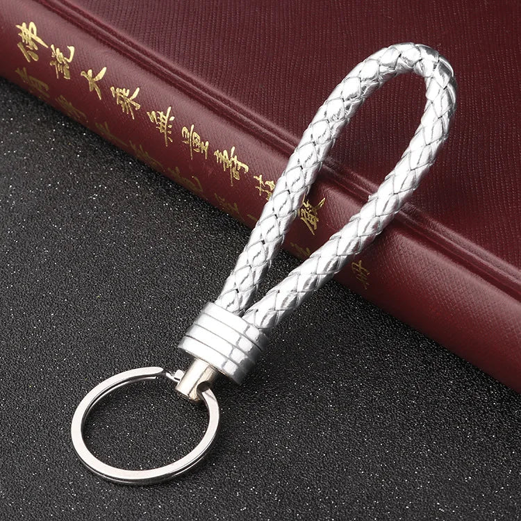 Handmade Knitted Rope Making Leather Rope Keychain for Women Men Rope for Hanging Bags Key Chain Porte Clef Chaveiro Keychains