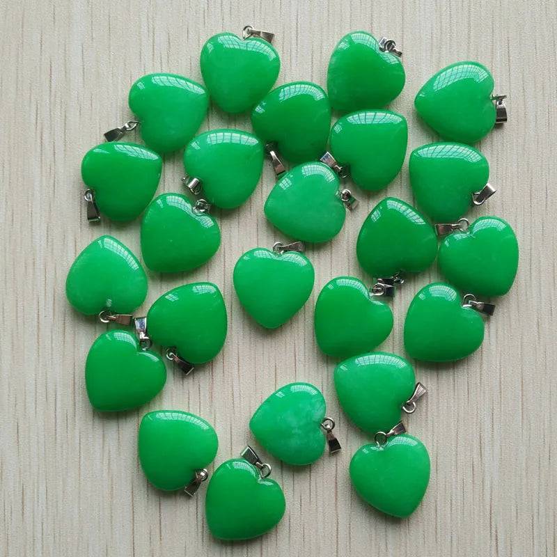 50pcs/Lot 2022 Assorted Heart Natural Stone Charms Pendants for Jewelry Making Good Quality 20mm