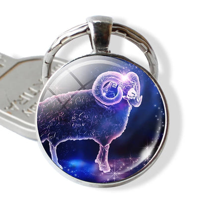 12 Constellations Keychain Constellation Key Rings Zodiac Sign Key Chain Pendant Jewelry Libra Aries Leo Fashion Birthday
