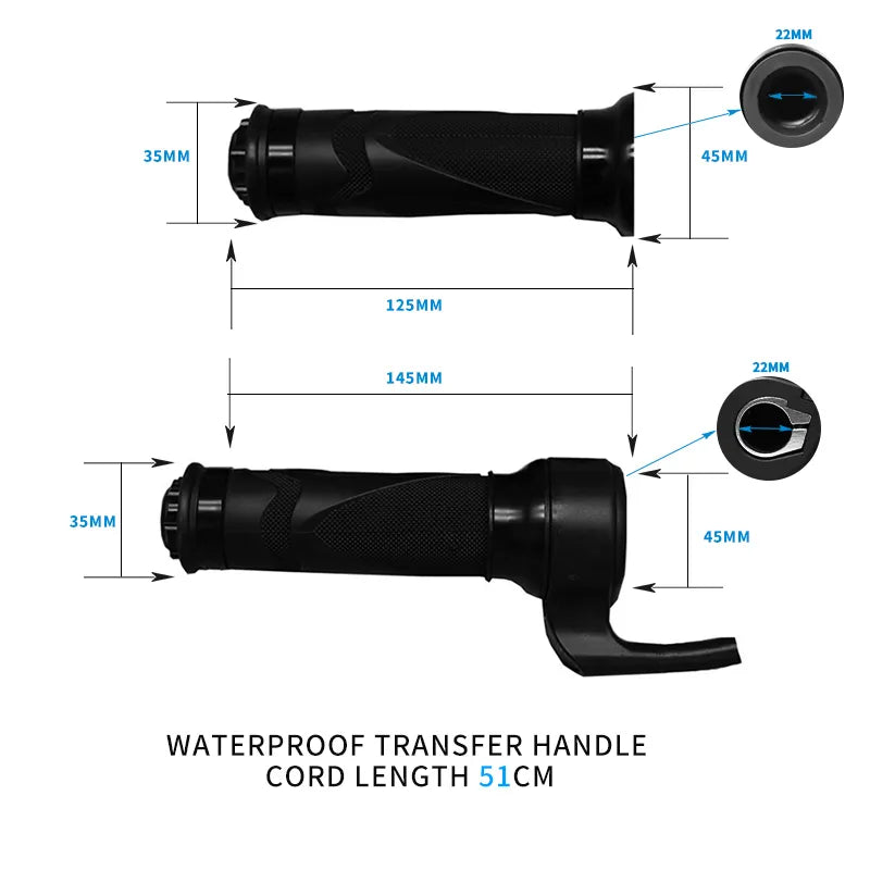 Electric Bike Scooter Twist Throttle Speed Control Handle Thumb Throttle 24v/36v/48v/60v/72v Electric Bicycle Accessories 160CM
