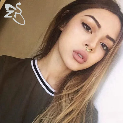 Indian Nose Piercing Septum Clicker Real Clip Rings Piercing Jewelry Septum Tribal Hoop Nose Ring Body Piercing Septo Indiano