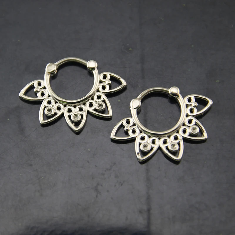 Indian Nose Piercing Septum Clicker Real Clip Rings Piercing Jewelry Septum Tribal Hoop Nose Ring Body Piercing Septo Indiano