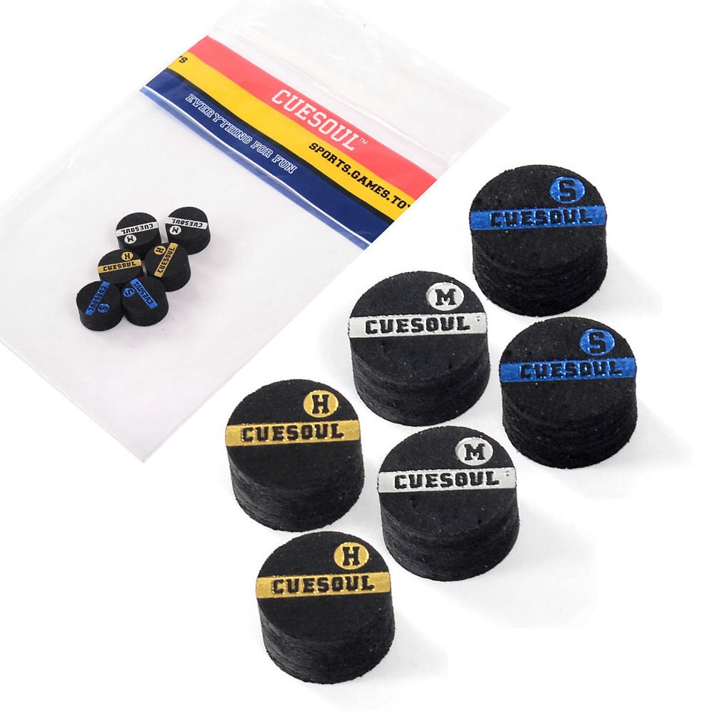 CUESOUL Snooker Cue Tip 10mm 6 Layer S/M/H Japan Pigskin Snooker Cue Tips, 6pcs/Set