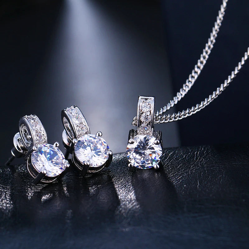 Emmaya Bridal Jewelry Sets Female Jewellery With Zircon Set of Earrings Pendant Necklaces Party for Woman