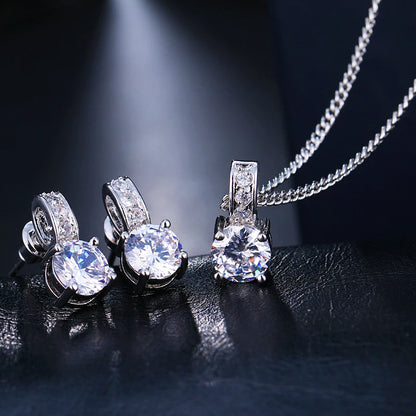 Emmaya Bridal Jewelry Sets Female Jewellery With Zircon Set of Earrings Pendant Necklaces Party for Woman