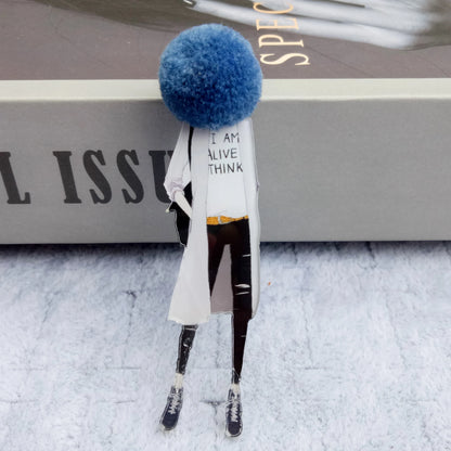 Fashion Brooch Pins for Woman Brooches Girls Face Cartoon Models Acrylic Brooches Kawaii Pompom Clothing Jewelry Accessories
