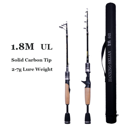 Carbon Telescopic UL Fishing Rod Pole 1.8m 2g-7g Ultralight Portable Travel Spinning Casting Rods With Rod Bag for Trout Pike