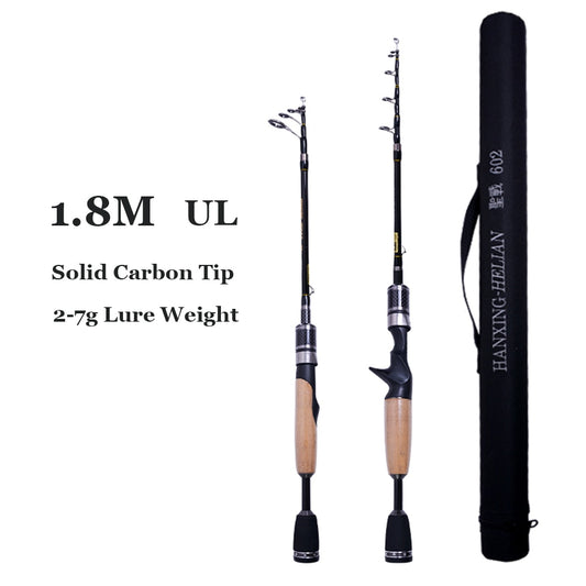 Carbon Telescopic UL Fishing Rod Pole 1.8m 2g-7g Ultralight Portable Travel Spinning Casting Rods With Rod Bag for Trout Pike