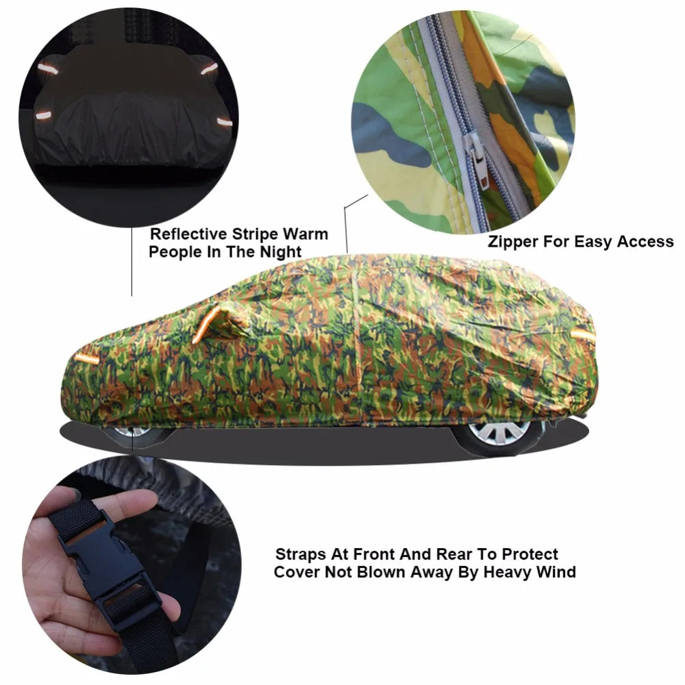 Kayme Waterproof Camouflage Car Covers Outdoor Sun Protection Cover for Car Reflector Dust Rain Snow Protective Suv Sedan Full