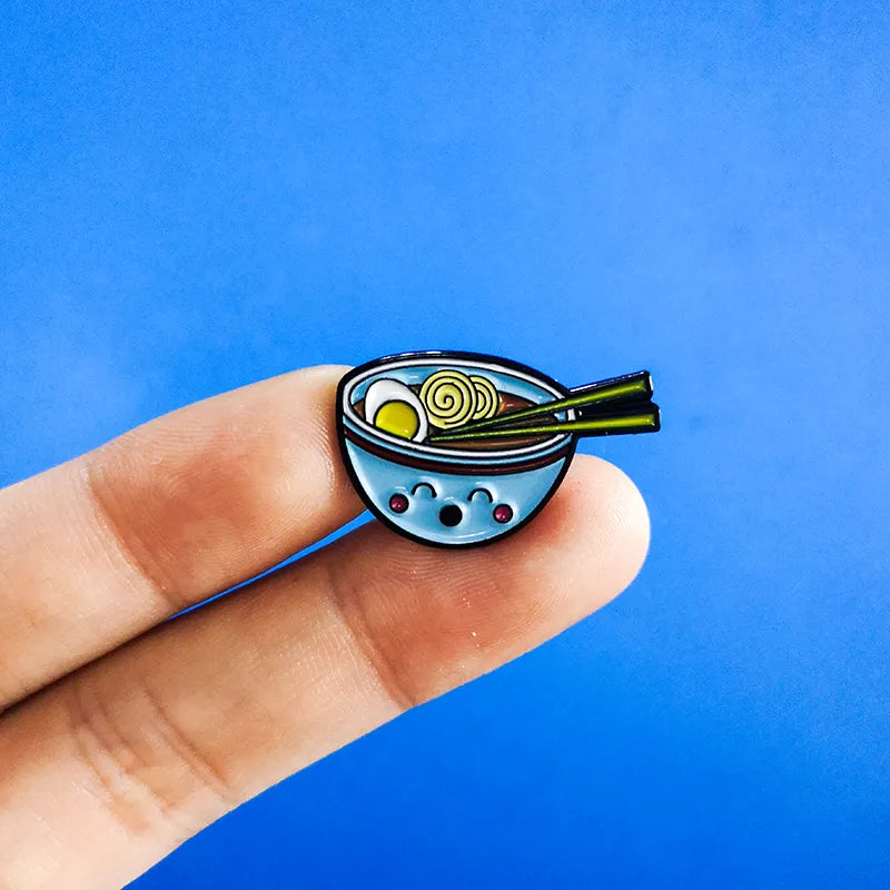 Cartoon Ramen Sushi Enamel Pins Cute Japanese Foods Tonkotsu Noodles Brooches Denim Shirt Collar Lapel Pins Badge Jewelry