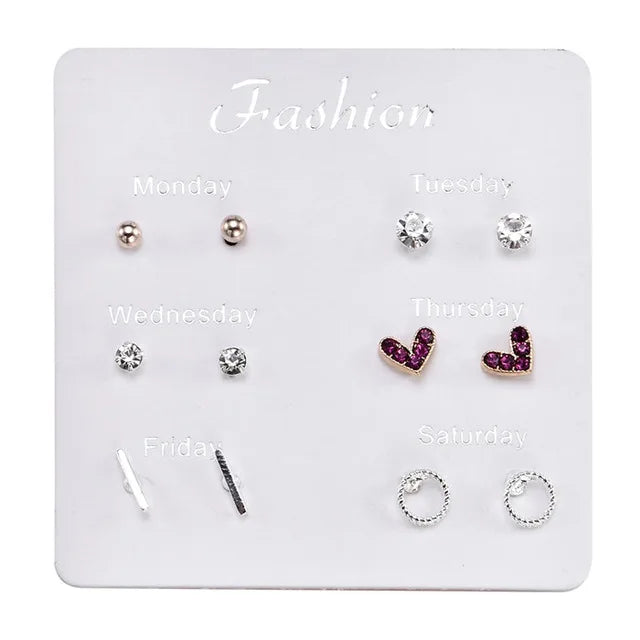 Crystal Simulated Pearl Earrings Set Women Jewelry Accessories Piercing Ball Stud Earring Kit Bijouteria Brincos