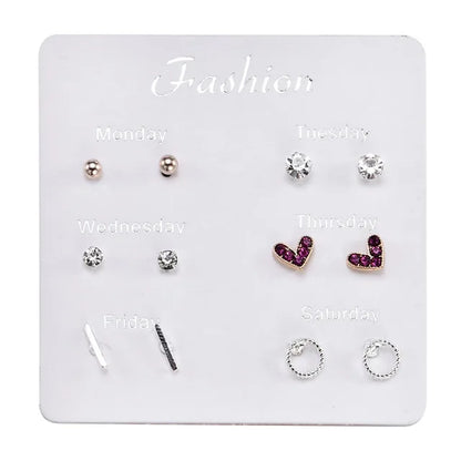 Crystal Simulated Pearl Earrings Set Women Jewelry Accessories Piercing Ball Stud Earring Kit Bijouteria Brincos