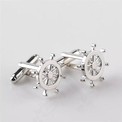 Silver Color Rudder Cufflinks High Quality Luxury Men Cuff Button Personality Captain French Men's Shirt CuffLinks Skipper